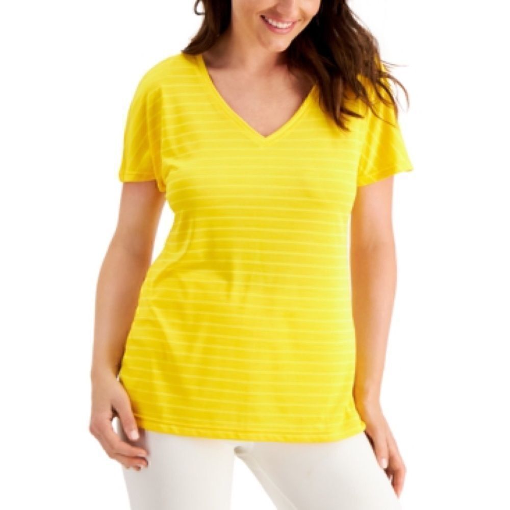 ID Ideology Bright Yellow Shadow Stripe T-Shirt Small NWT